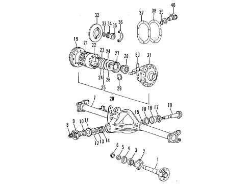 1991 Volvo 240 Rear Axle, Differential, Propeller Shaft