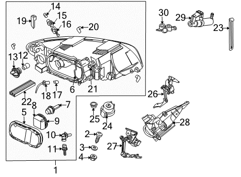 2004 Volvo S40 Headlamp Assembly, Passenger Side Diagram for 30744680
