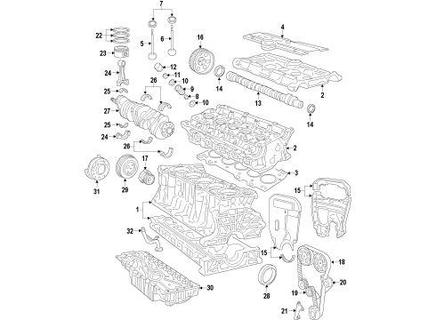 2015 Volvo XC60 Engine Parts, Mounts, Cylinder Head & Valves, Camshaft & Timing, Variable Valve Timing, Oil Cooler, Oil Pan, Oil Pump, Balance Shafts, Crankshaft & Bearings, Pistons, Rings & Bearings