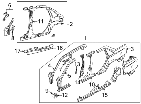 1998 Volvo S70 Center Pillar, Hinge Pillar, Rocker Panel, Uniside
