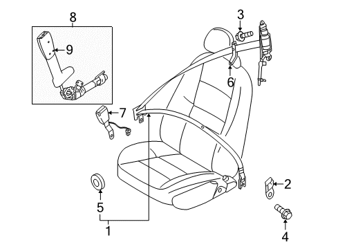 2009 Volvo V50 Front Seat Belts