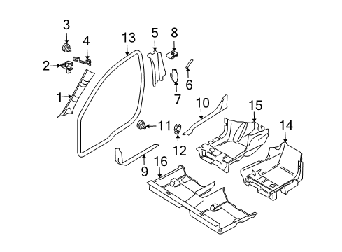 2013 Volvo C30 Interior Trim - Pillars, Rocker & Floor