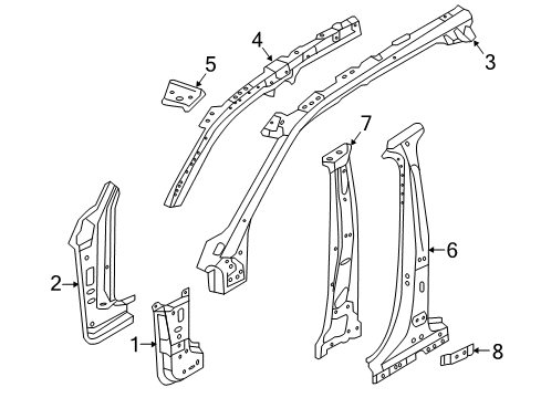2019 Volvo XC90 Center Pillar, Hinge Pillar