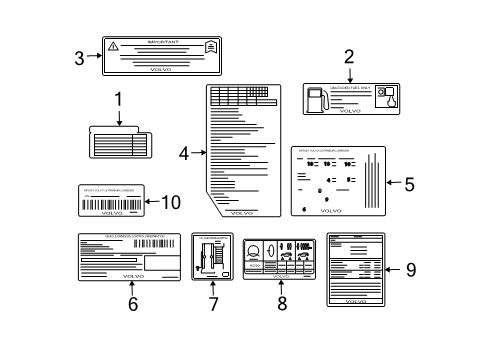 2004 Volvo XC90 Information Labels Diagram 2