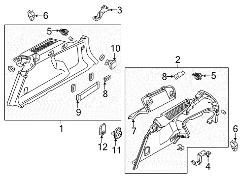 2018 Volvo V90 Cross Country Interior Trim - Quarter Panels Diagram 1