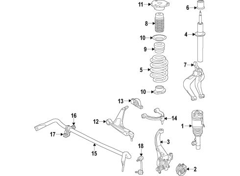 2018 Volvo XC60 Front Suspension Components, Lower Control Arm, Upper Control Arm, Ride Control, Stabilizer Bar