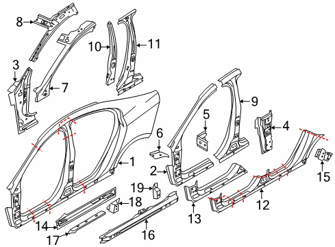 2016 Volvo S60 Cross Country Center Pillar, Hinge Pillar, Rocker Panel, Uniside