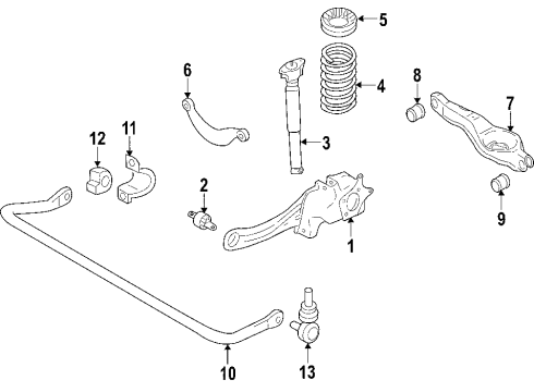 2009 Volvo V50 Rear Suspension Components, Lower Control Arm, Upper Control Arm, Stabilizer Bar