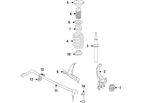 2021 Volvo XC40 Recharge Front Suspension Components, Lower Control Arm, Stabilizer Bar