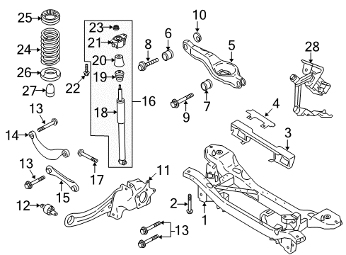 2013 Volvo C30 Rear Suspension Components, Lower Control Arm, Upper Control Arm
