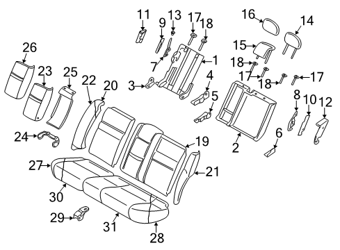 2000 Volvo S40 Rear Seat Components