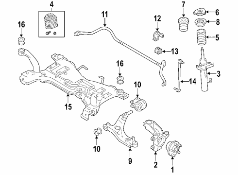 2009 Volvo V50 Front Suspension Components, Lower Control Arm, Stabilizer Bar