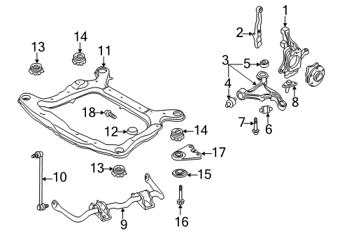 2003 Volvo S80 Front Suspension, Lower Control Arm, Stabilizer Bar, Suspension Components