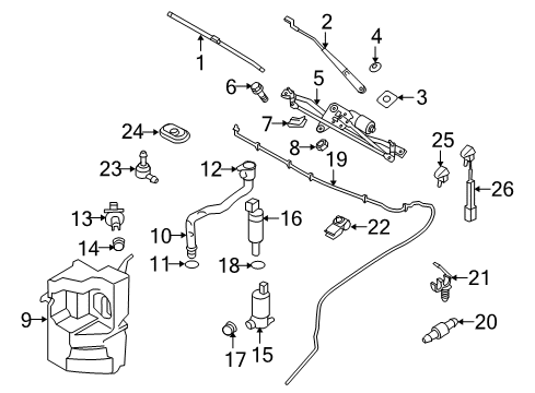 2013 Volvo XC60 Wiper Arm Diagram for 31333448