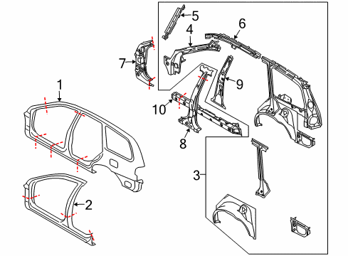 2004 Volvo V40 Center Pillar, Hinge Pillar, Rocker Panel, Uniside