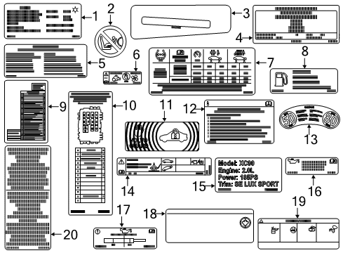2017 Volvo V60 Cross Country Information Labels