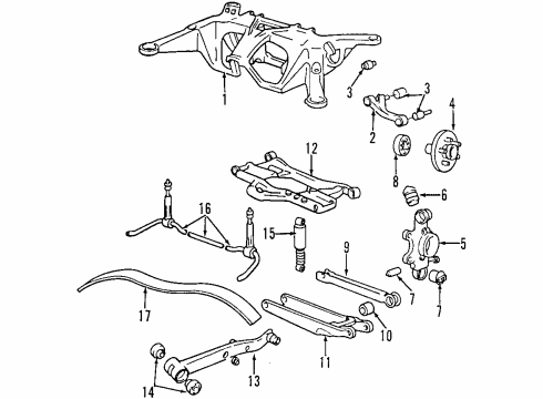 1998 Volvo S90 Rear Suspension Components, Lower Control Arm, Upper Control Arm, Stabilizer Bar