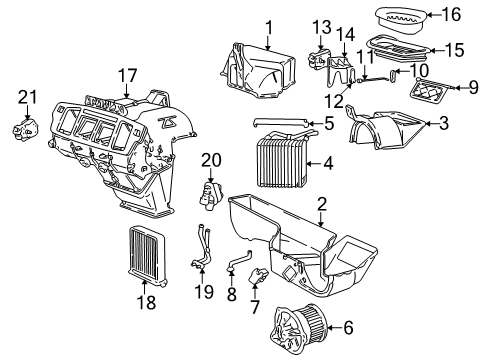 2003 Volvo C70 A/C Evaporator & Heater Components