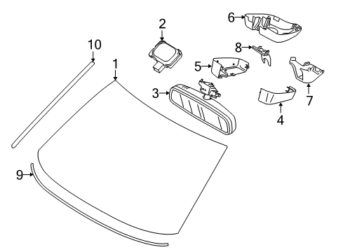 2009 Volvo S80 Windshield Glass, Reveal Moldings