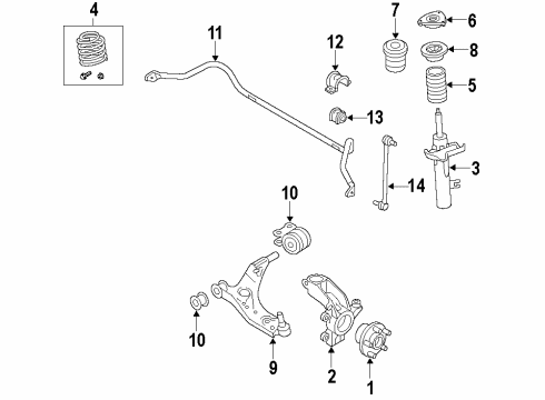 2009 Volvo S80 Front Suspension Components, Lower Control Arm, Ride Control, Stabilizer Bar