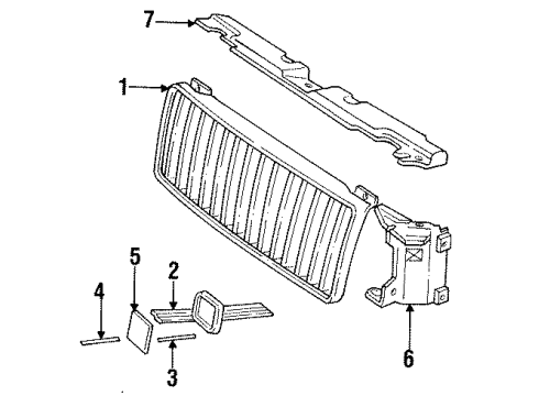 1992 Volvo 960 Grille & Components Diagram 2