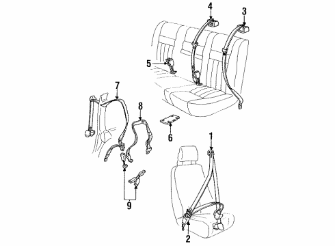 1993 Volvo 940 Front Seat Belts, Rear Seat Belts