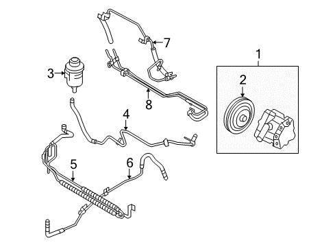 2010 Volvo XC70 P/S Pump & Hoses, Steering Gear & Linkage Diagram 2