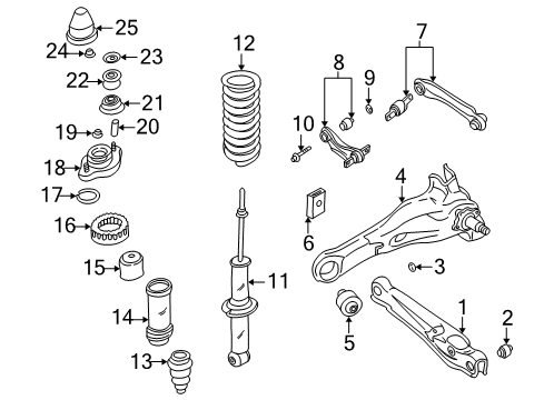 2004 Volvo V40 Rear Suspension Components, Lower Control Arm, Upper Control Arm, Stabilizer Bar