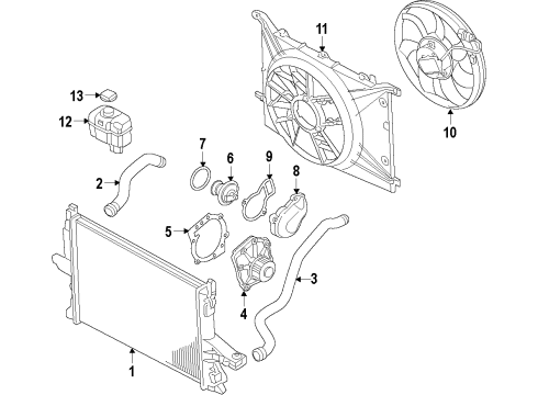 2014 Volvo XC60 Cooling System, Radiator, Water Pump, Cooling Fan Diagram 2