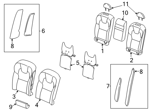 2020 Volvo S60 Seat Back Cover, Driver Side Diagram for 32206009