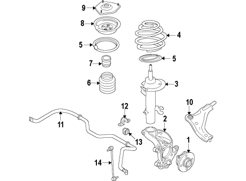 2015 Volvo XC70 Front Suspension Components, Lower Control Arm, Ride Control, Stabilizer Bar