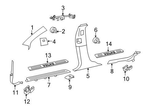2009 Volvo S80 Interior Trim - Pillars, Rocker & Floor