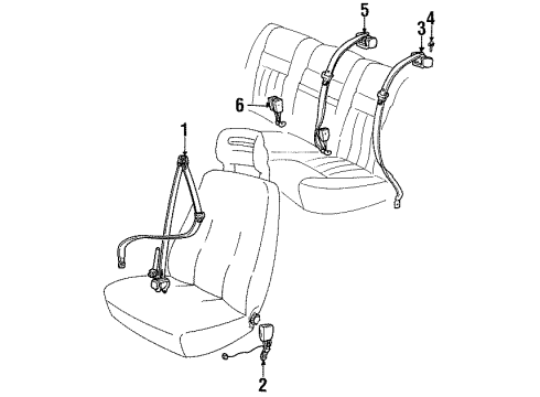 1998 Volvo S90 Front Seat Belts, Rear Seat Belts