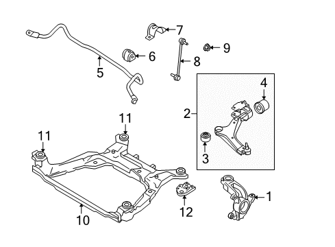 2009 Volvo V70 Front Suspension, Control Arm, Stabilizer Bar Diagram 1