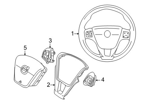 2014 Volvo XC60 Steering Wheel, Beige/Black/Charcoal Diagram for 31332539