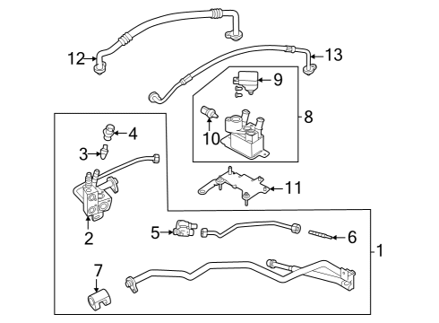 2021 Volvo XC40 Recharge Condenser, Compressor & Lines Diagram 1