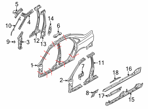 2003 Volvo S80 Center Pillar, Hinge Pillar, Rocker Panel, Uniside