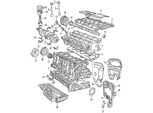 2006 Volvo XC90 Engine Parts, Mounts, Cylinder Head & Valves, Camshaft & Timing, Variable Valve Timing, Oil Cooler, Oil Pan, Oil Pump, Crankshaft & Bearings, Pistons, Rings & Bearings