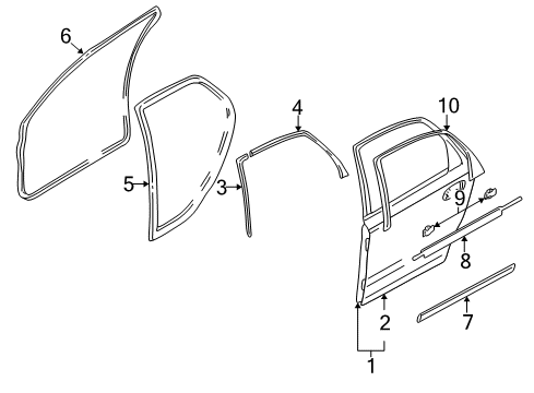 2003 Volvo S80 Rear Door & Components, Exterior Trim
