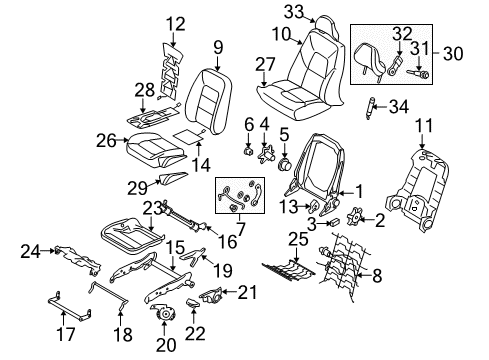 2009 Volvo V70 Passenger Seat Components