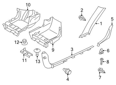 2009 Volvo C70 Interior Trim - Pillars, Rocker & Floor