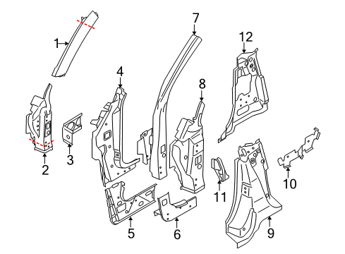2009 Volvo C70 Hinge Pillar