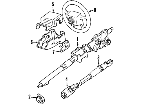 1998 Volvo S90 Steering Column & Wheel, Steering Gear & Linkage Diagram 1