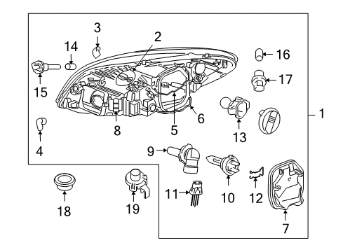 2010 Volvo C70 Headlamps, Headlamp Washers/Wipers, Lighting Diagram 1