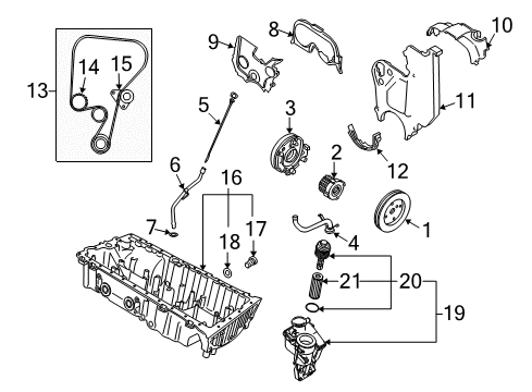 2005 Volvo V50 Engine Parts & Mounts, Timing, Lubrication System Diagram 1