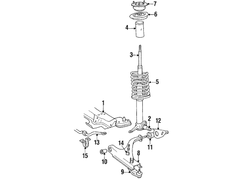 1993 Volvo 240 Front Suspension, Control Arm, Stabilizer Bar Diagram 1