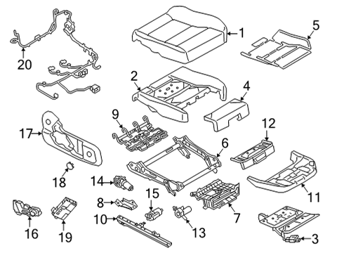 2022 Volvo C40 Recharge Passenger Seat Components Diagram 1