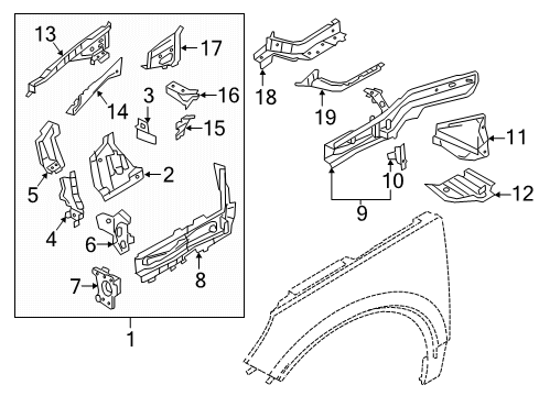 2021 Volvo XC40 Recharge Structural Components & Rails