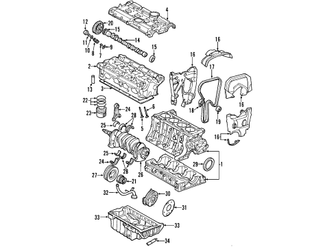 2004 Volvo V40 Engine Parts, Mounts, Cylinder Head & Valves, Camshaft & Timing, Variable Valve Timing, Oil Cooler, Oil Pan, Oil Pump, Crankshaft & Bearings, Pistons, Rings & Bearings