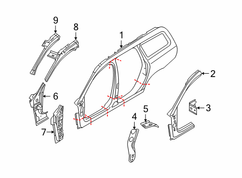 2015 Volvo XC70 Hinge Pillar, Uniside